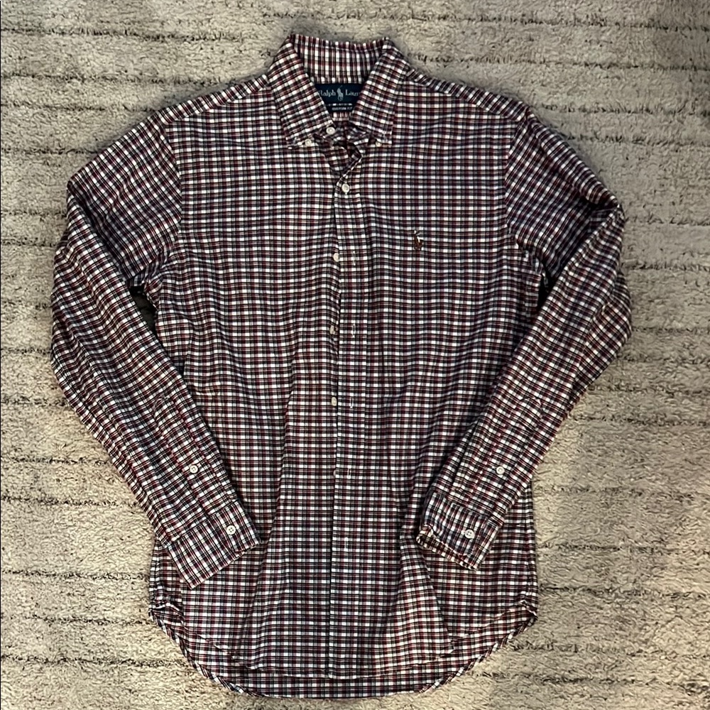 Ralph Lauren Red and White Casual Button Down Shirt